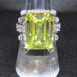 Judith Ripka Canary Yellow CZ/Diamonique Ring Sz 7